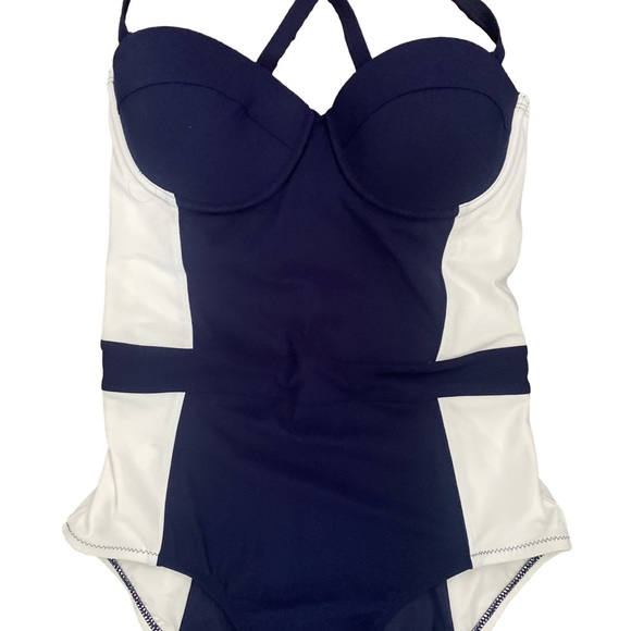 Nwt Tory Birch Two-Tone One Piece Swimsuit - Picture 3 of 9